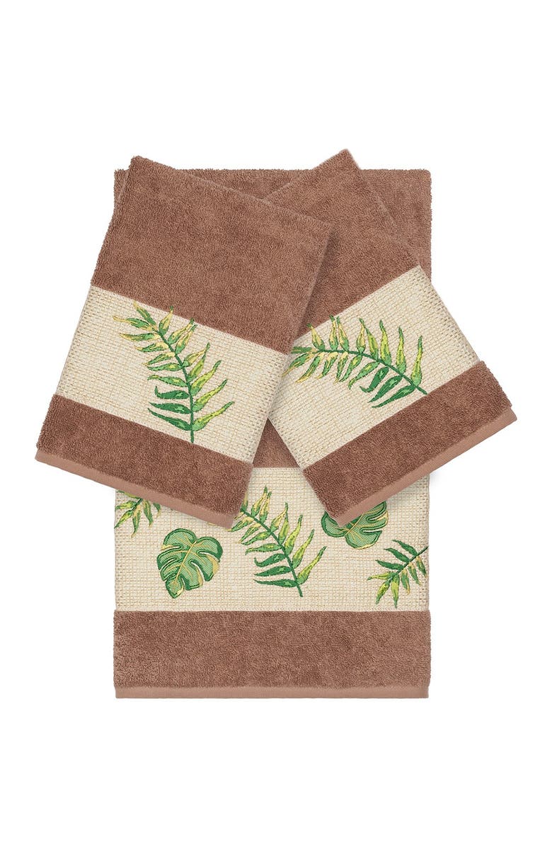Linum Home Textiles Zoe 3-Piece Embellished Towel - Latte, Main, color, Latte