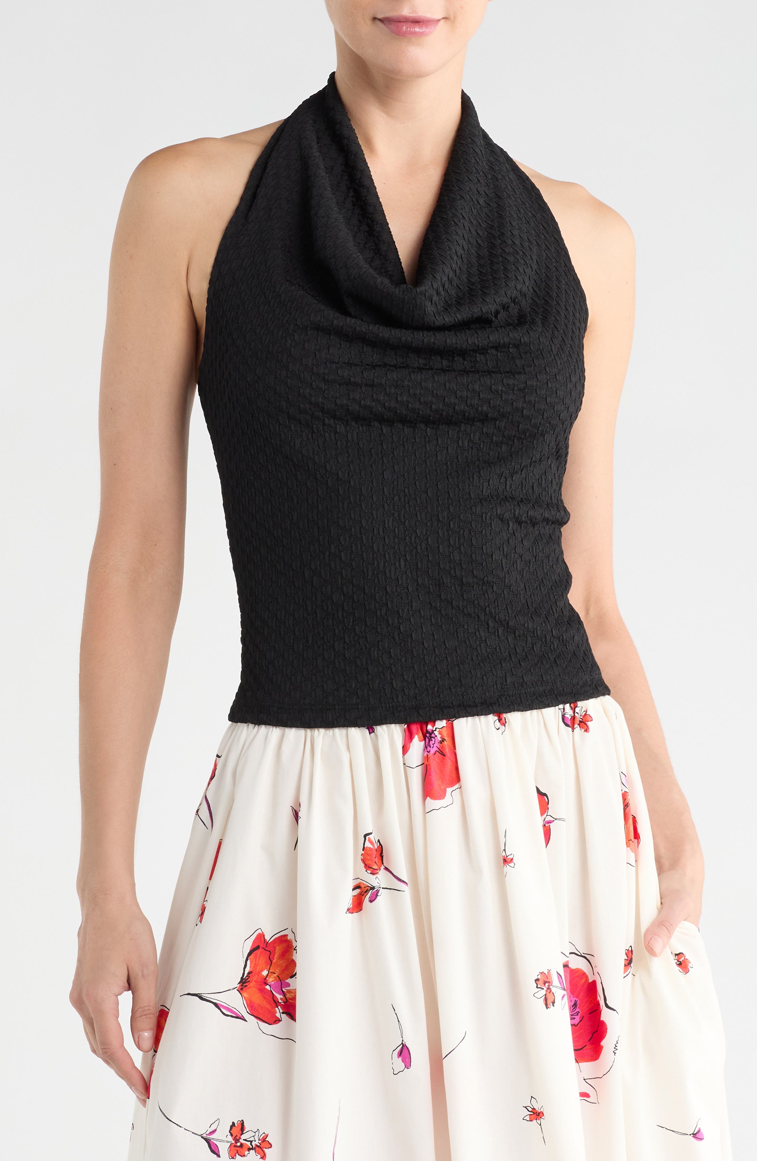 Renee C Texture Knit Halter Top
