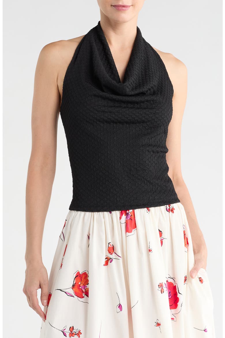 Texture Knit Halter Top, Main, color, BLACK