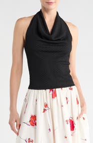 Renee C Texture Knit Halter Top