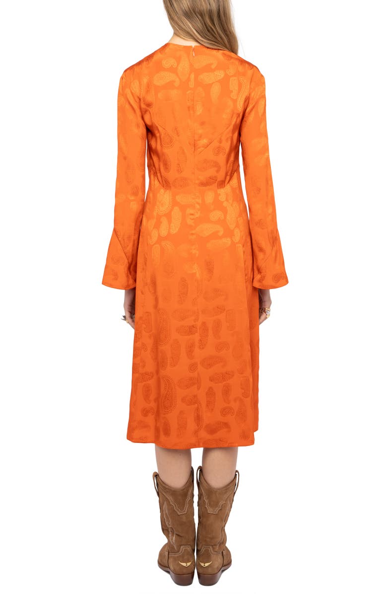 Zadig & Voltaire Randon Paisley Silk Midi Dress, Alternate, color, Tangerine