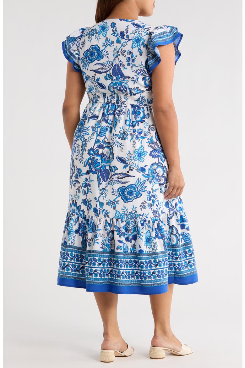 Salema Floral Print Midi Dress, Alternate, color, BLUE/ WHITE