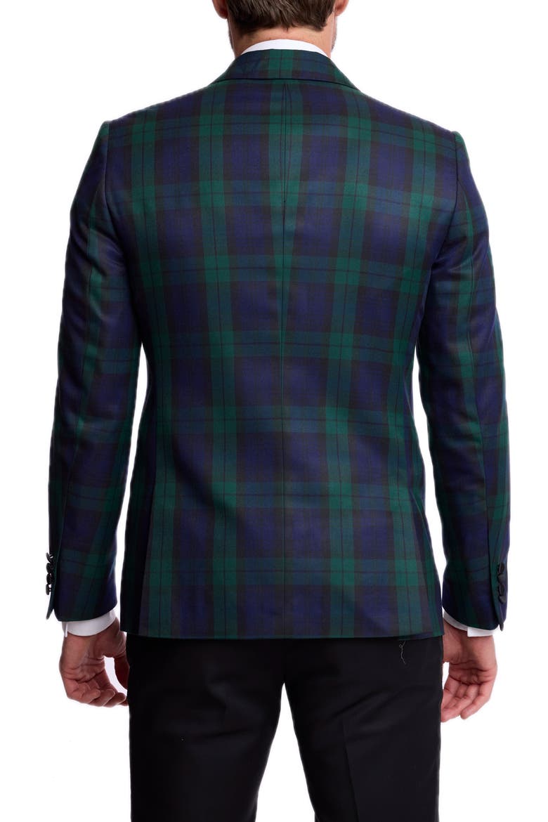 Kyle Peak Lapel Tuxedo Jacket, Alternate, color, BLACK WATCH TARTAN