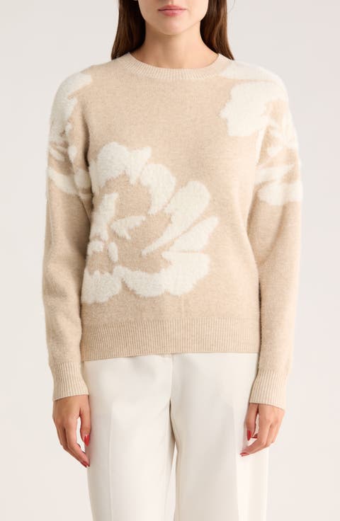Floral Jacquard Crewneck Sweater