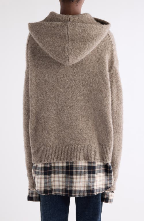 Acne Studios Krisp Layered Yak Hair & Alpaca Blend Sweater Hoodie In Neutral