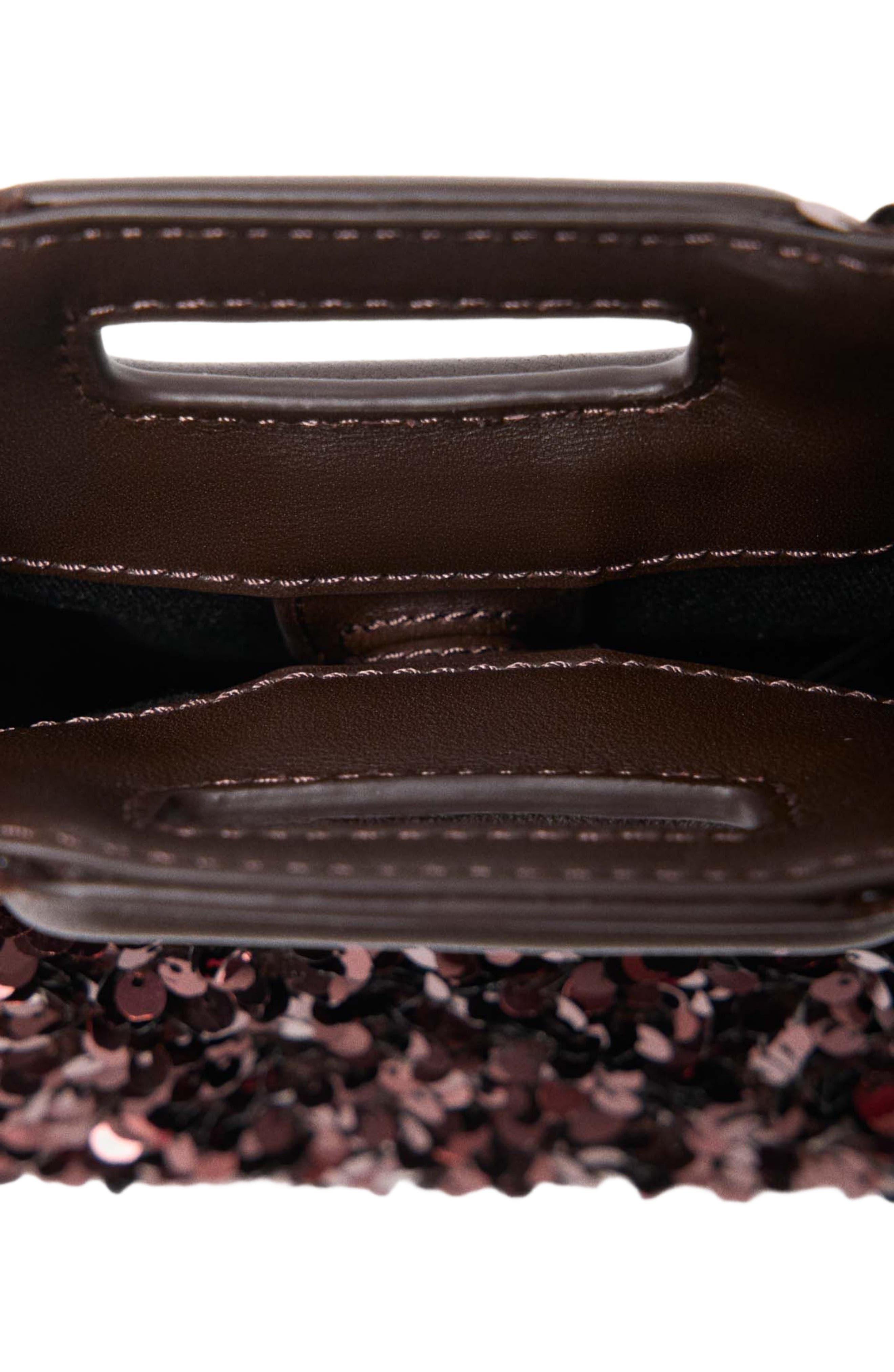 maje Sequin M mini bag, Alternate, color, Brown