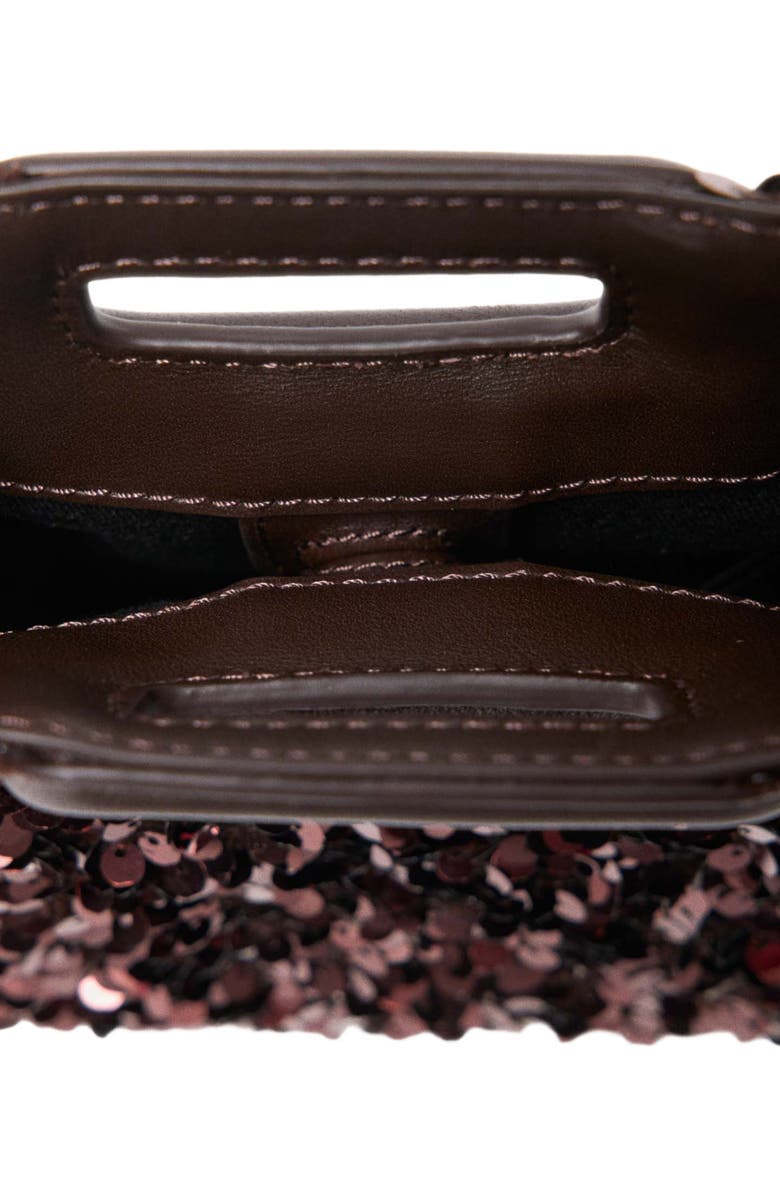 maje Sequin M mini bag, Alternate, color, Brown