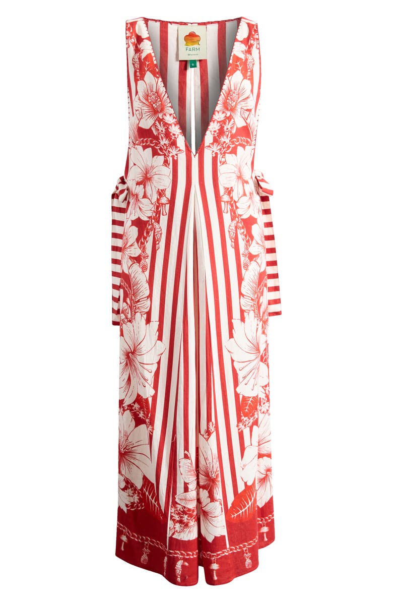 FARM Rio Floral Chains Print Cover-Up Maxi Dress, Alternate, color, Floral Chain Stripes