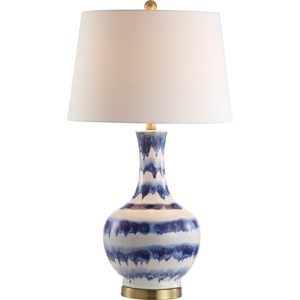 Jonathan Y Tucker 30.5" Ceramic/metal Led Table Lamp In Blue/white
