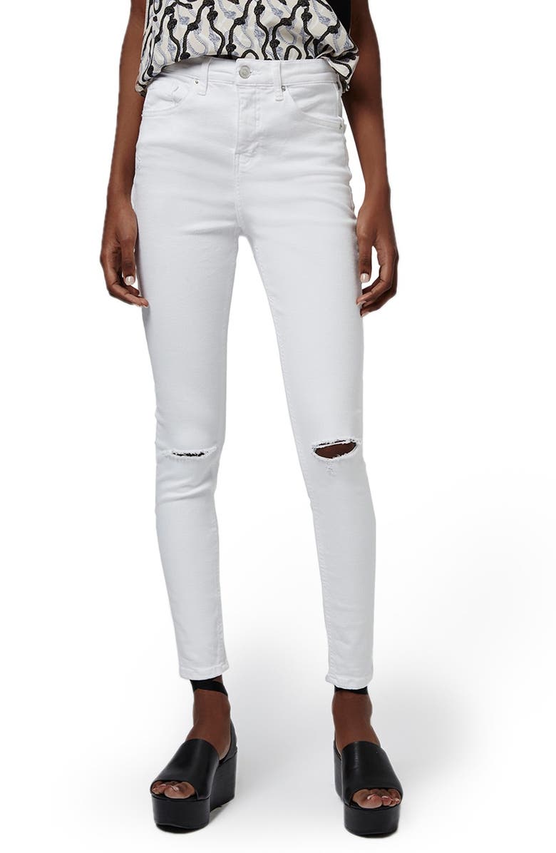 Topshop 'Jamie' Ripped High Rise Ankle Skinny Jeans, Main, color, 