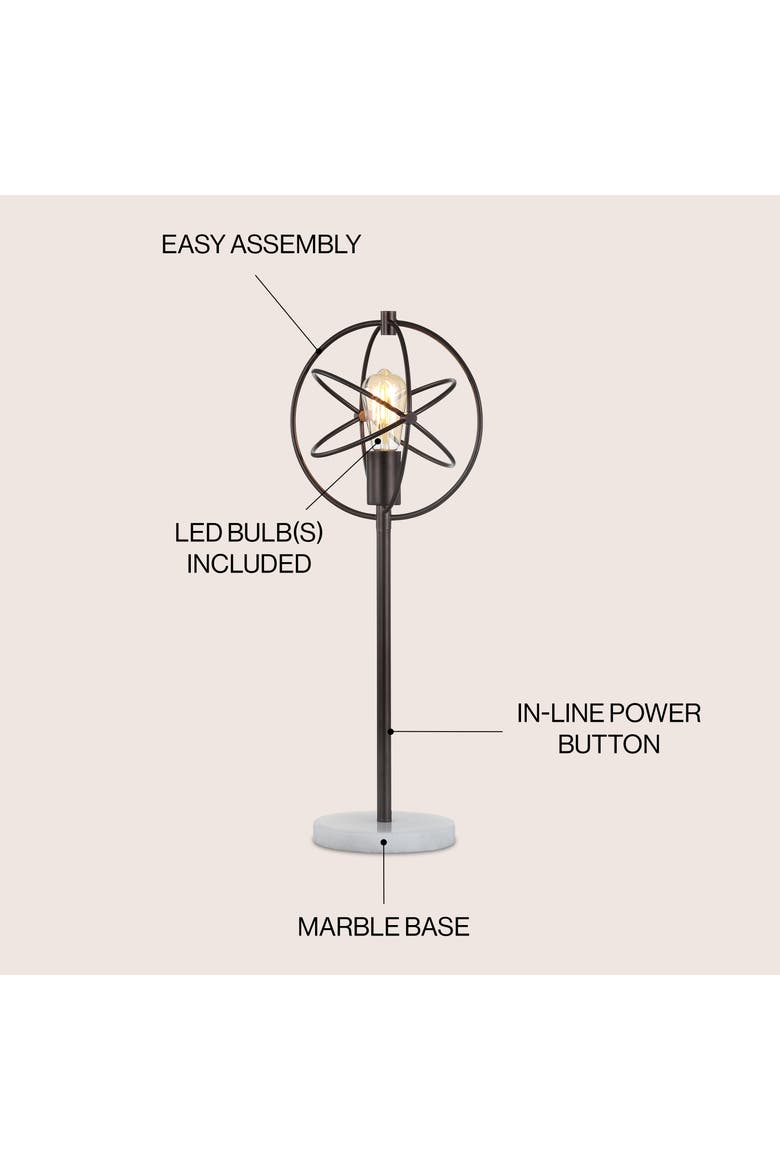 Atomic Edison Bulb Metal/Marble Modern LED Table Lamp, Alternate, color, Oil Rubbed Bronze/White