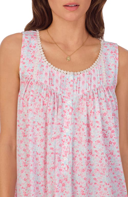 Eileen West Sleeveless Jersey Short Chemise In Aqua Pink