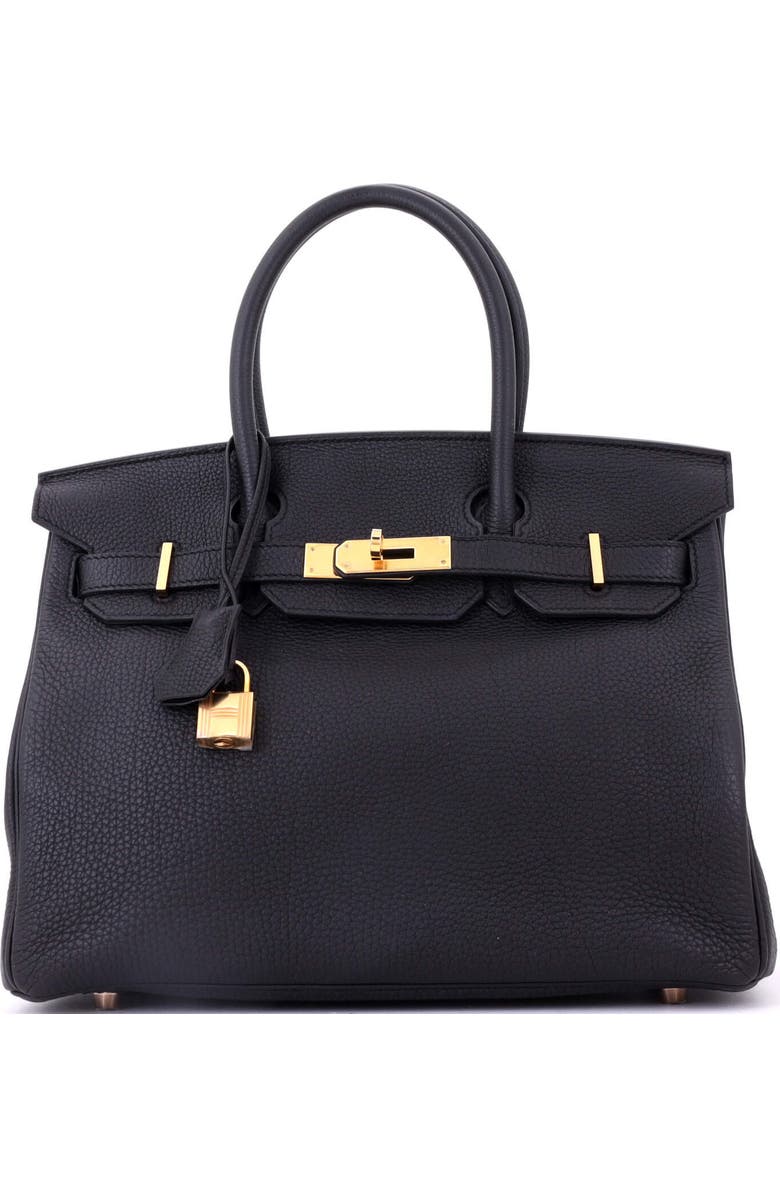 Pre-Owned Hermes Birkin Handbag Black Togo with Rose Gold Hardware 30, Main, color, Noir