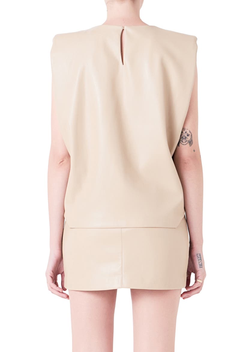 Padded Shoulder Blouson Top, Alternate, color, TAUPE