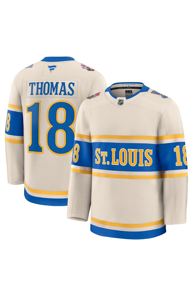 FANATICS Men's Fanatics Robert Thomas Cream St. Louis Blues 2025 NHL Winter Classic Premium Player Jersey, Main, color, 