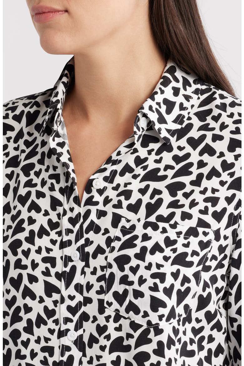 Kathryn Heart Print Long Sleeve Button-Up Shirt, Alternate, color, IVORY AMORE