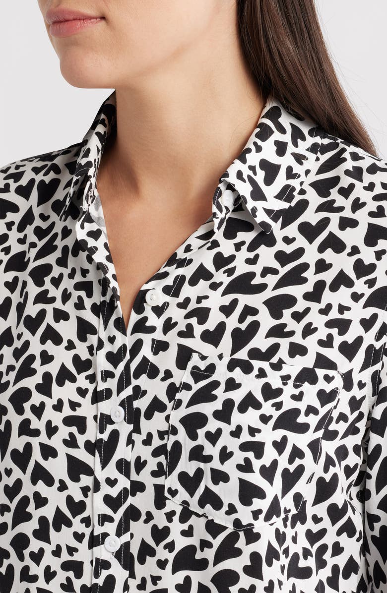 Rails Kathryn Heart Print Long Sleeve Button-Up Shirt, Alternate, color, Ivory Amore