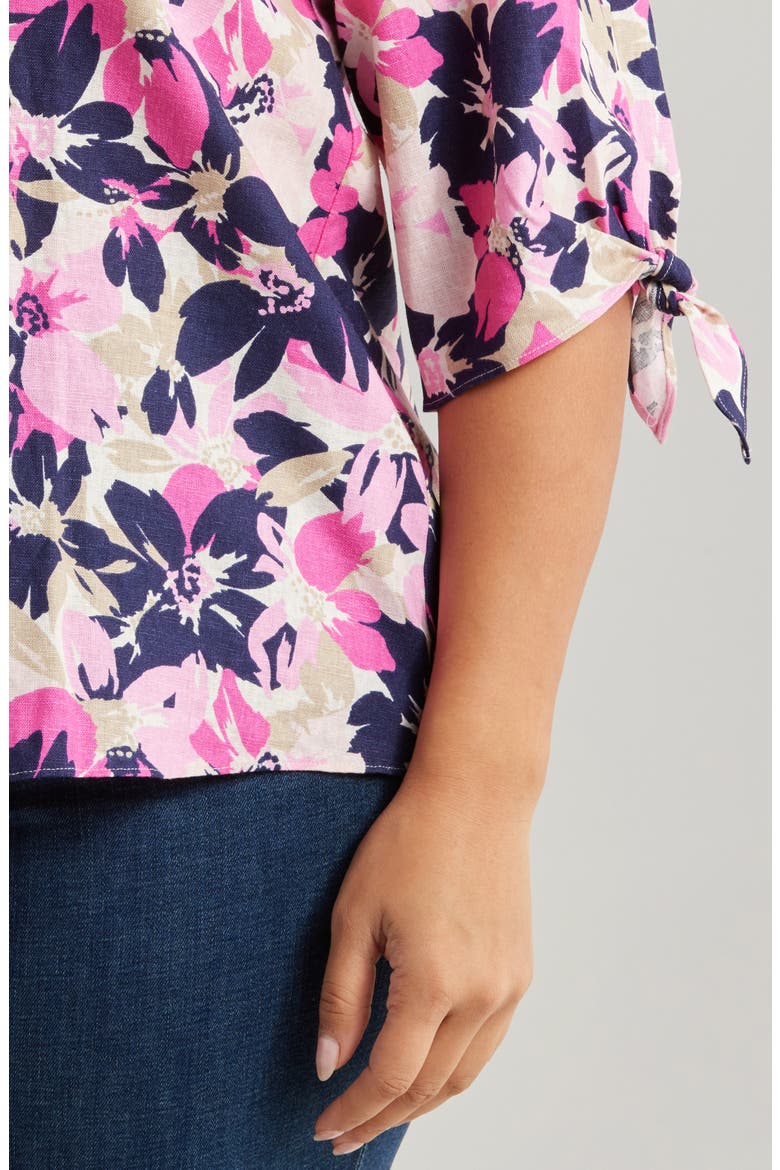 Floral Print Linen Blend Top, Alternate, color, JONES WHITE MULTI