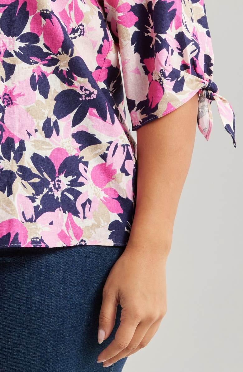 Jones New York Floral Print Linen Blend Top, Alternate, color,