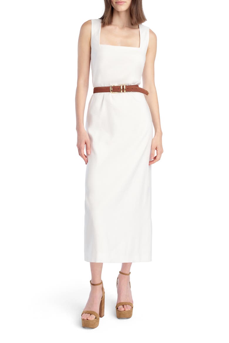 The Perfect Opportunity Linen Blend Midi Dress, Main, color, WHITE