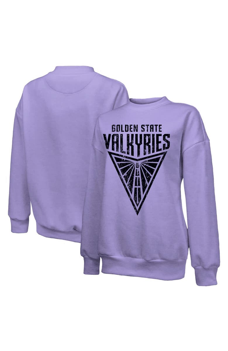 Majestic Threads Women's Majestic Threads Violet Golden State Valkyries Oversized Primary Logo Drop Shoulder Tri-Blend Pullover Sweatshirt, Alternate, color,