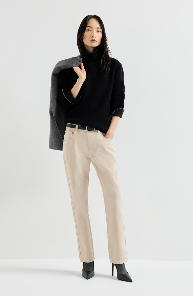 Brunello Cucinelli Cashmere English rib sweater, Alternate, color, Black