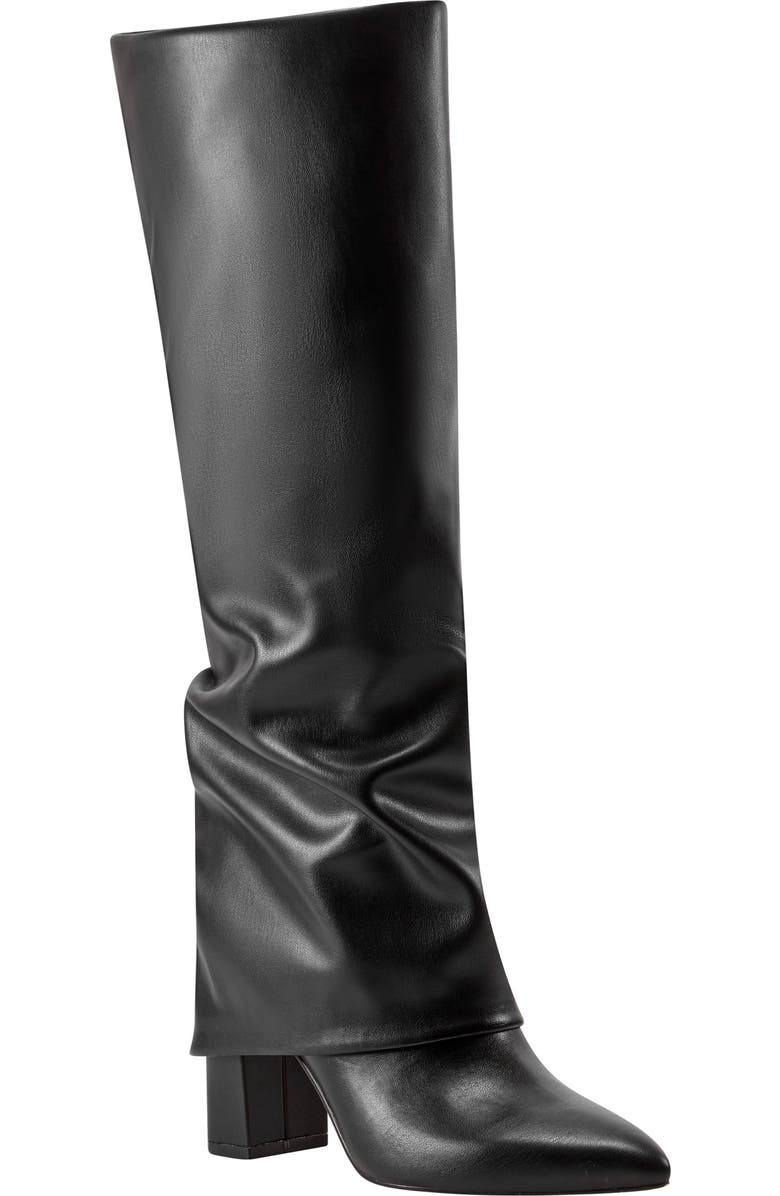 Marc Fisher Foldover Block Heel Boot, Main, color, Black