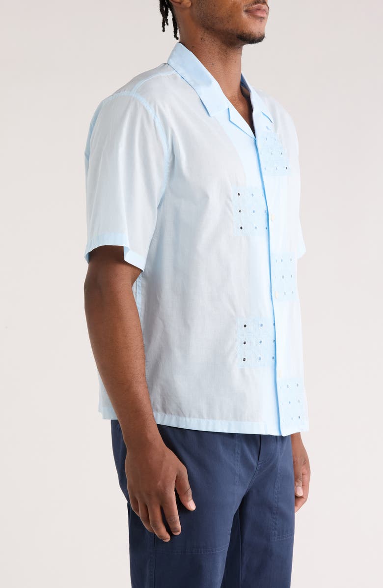 PacSun Ritz Pointelle Cotton Poplin Camp Shirt, Alternate, color, Blue