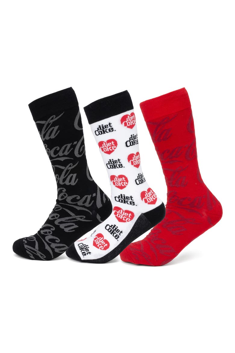 Coca-Cola Assorted 3-Pack Crew Socks Gift Box Set, Main, color, MULTI