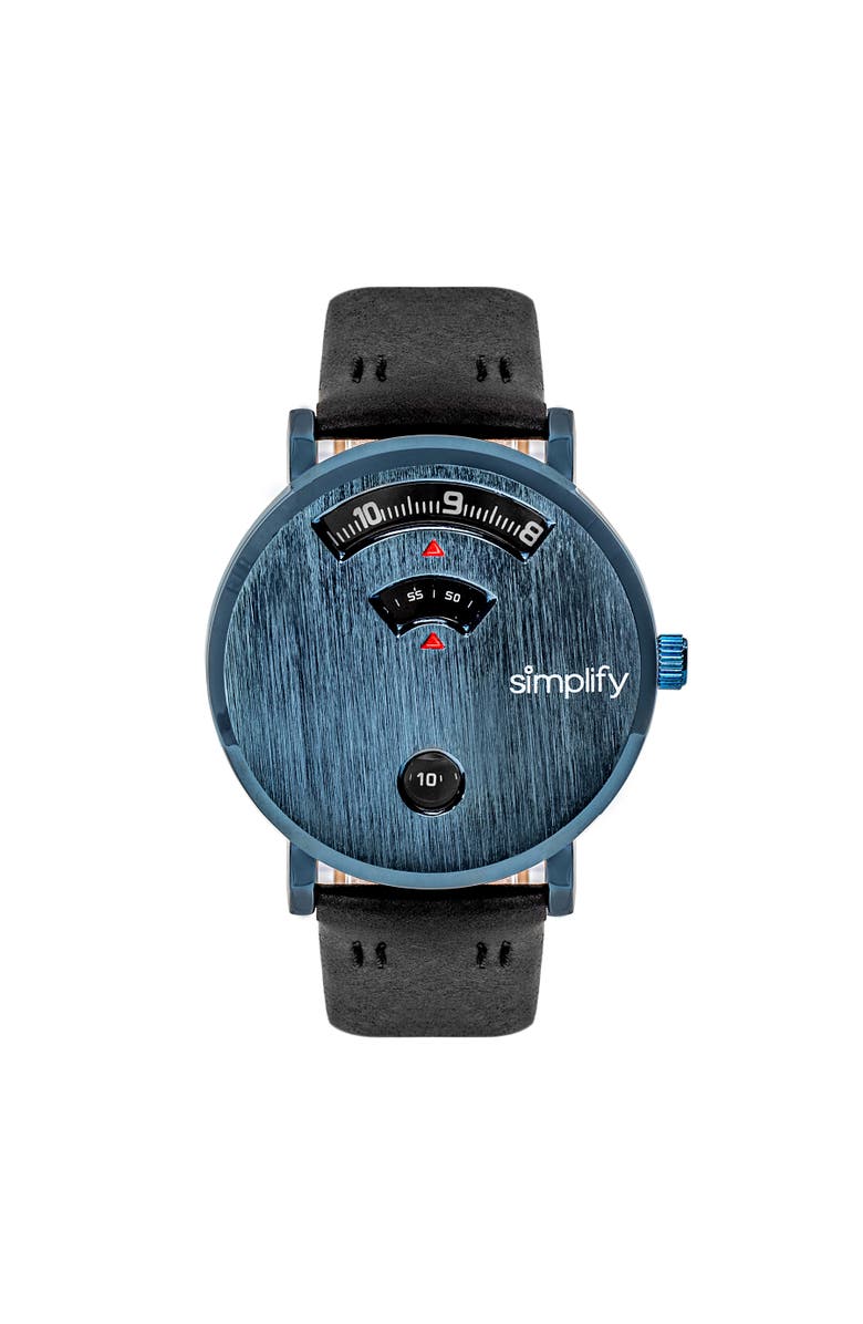 SIMPLIFY The 7000 Leather-Band Watch, Main, color, Blue/Black