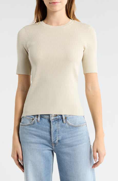 WISHLIST Ribbed Short Sleeve Knit Top