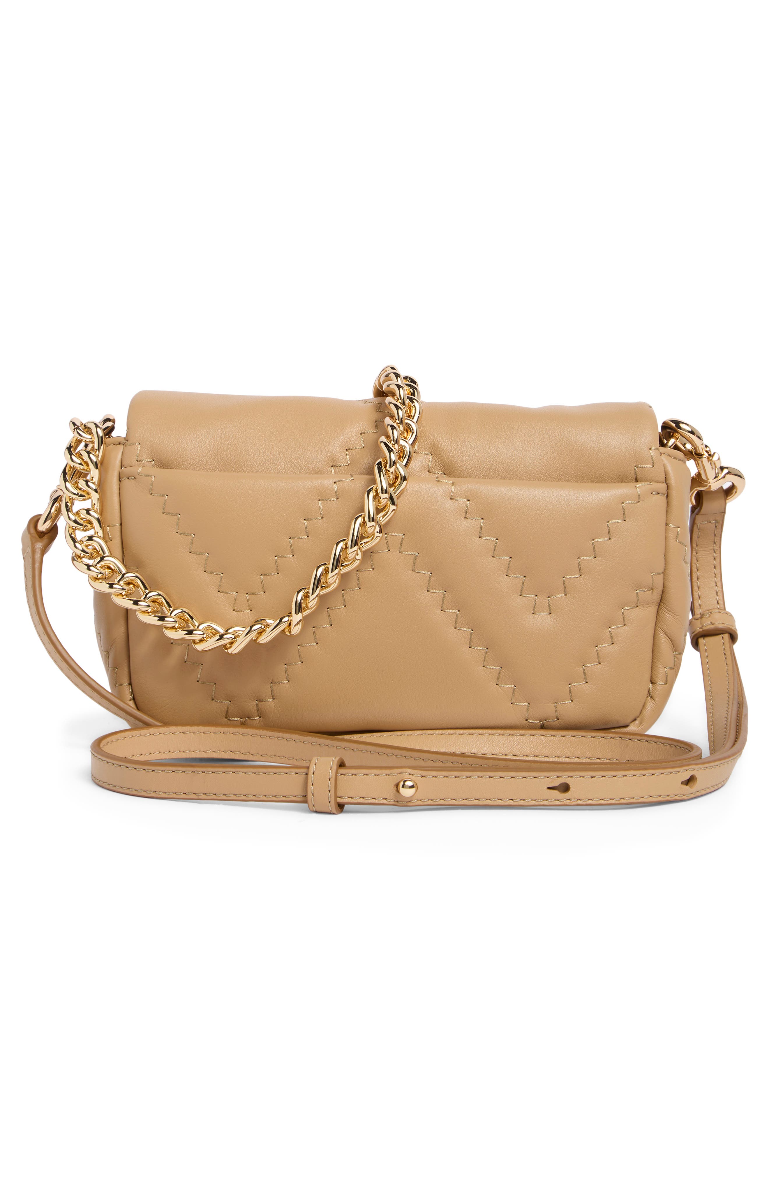 The Mini Quilted Leather Shoulder Bag, Alternate, color, CAMEL