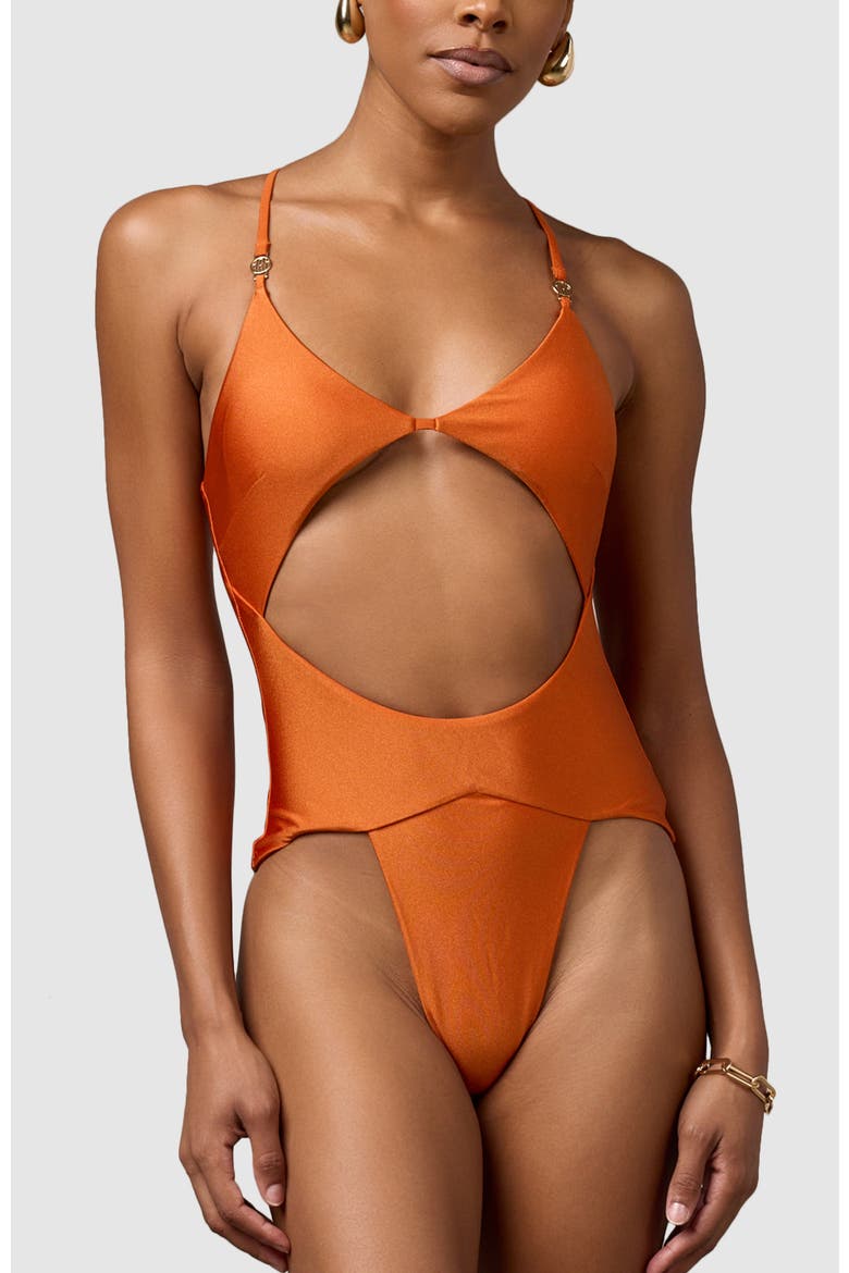 Azure One-Piece Swimsuit, Main, color, Burnt Orange