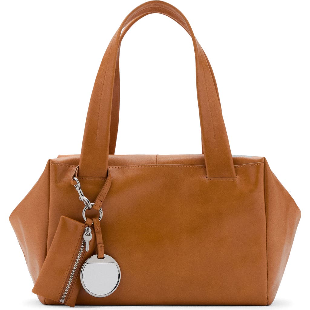 Mango Medium Leather Shoulder Bag With Removable Pouch & Mirror In Brown