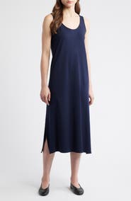 Eileen Fisher Sleeveless Organic Cotton Midi Dress
