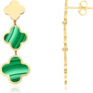 The Lovery Fine Jewelry Malachite Graduating Clover Dangle Earrings