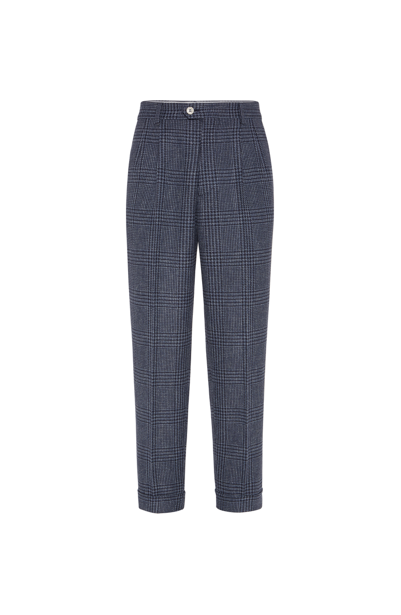 Brunello Cucinelli Leisure fit trousers with double pleats, Main, color, Denim