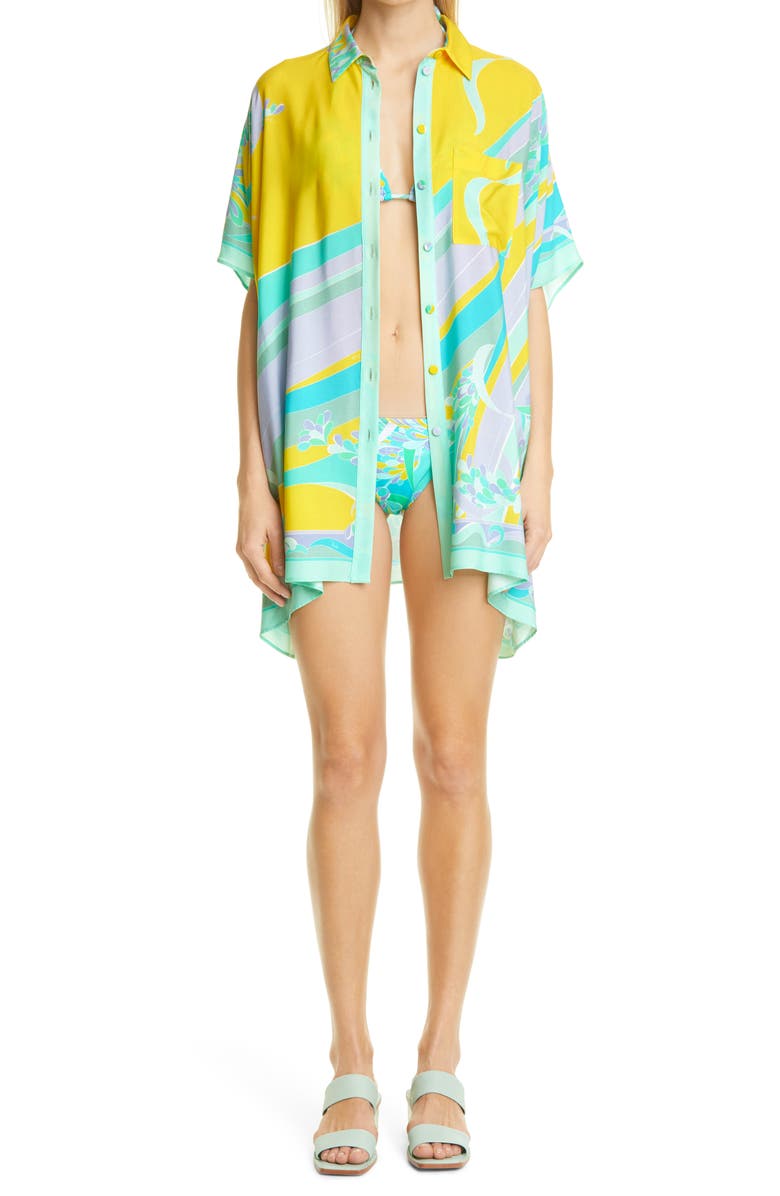 Emilio Pucci Lily Print String Bikini Bottoms, Alternate, color,