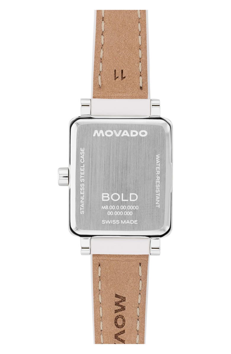 Movado Mini Bold Evolution 2.0 Tank Leather Strap Watch, 20mm x 23mm, Alternate, color, Green