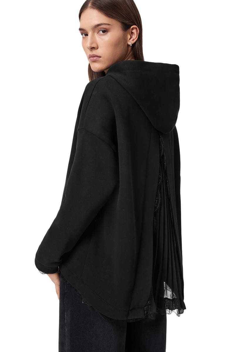 AllSaints Nia Lace High-Low Hoodie, Alternate, color, 