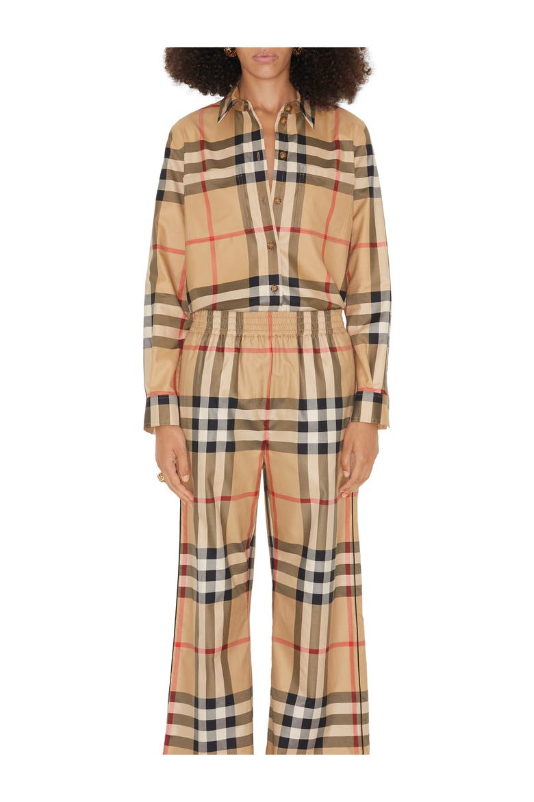 Check Cotton Trousers, Main, color, Archive beige