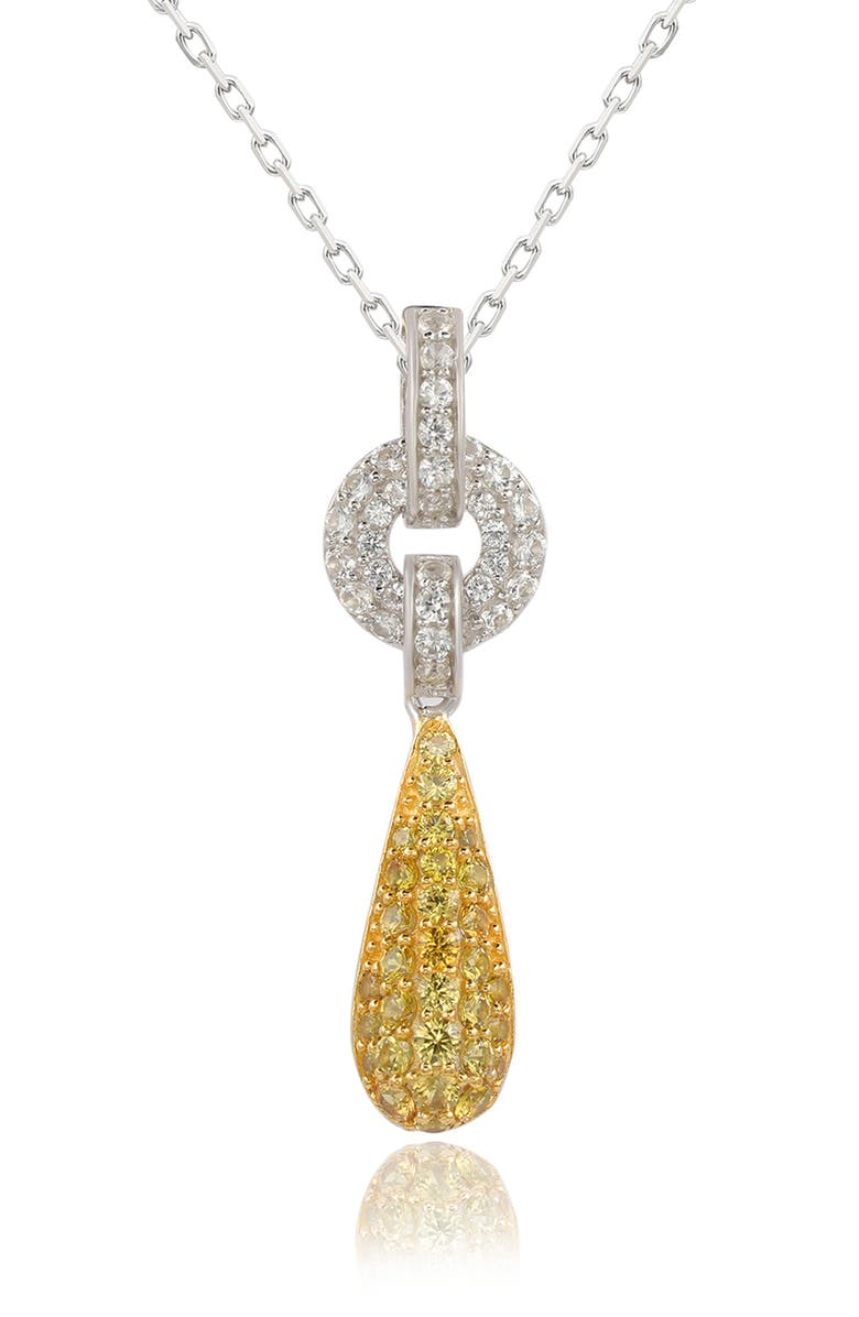 SUZY LEVIAN Yellow Sapphire & Lab Created White Sapphire Pendant Necklace, Main, color, Yellow