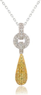 SUZY LEVIAN Yellow Sapphire & Lab Created White Sapphire Pendant Necklace