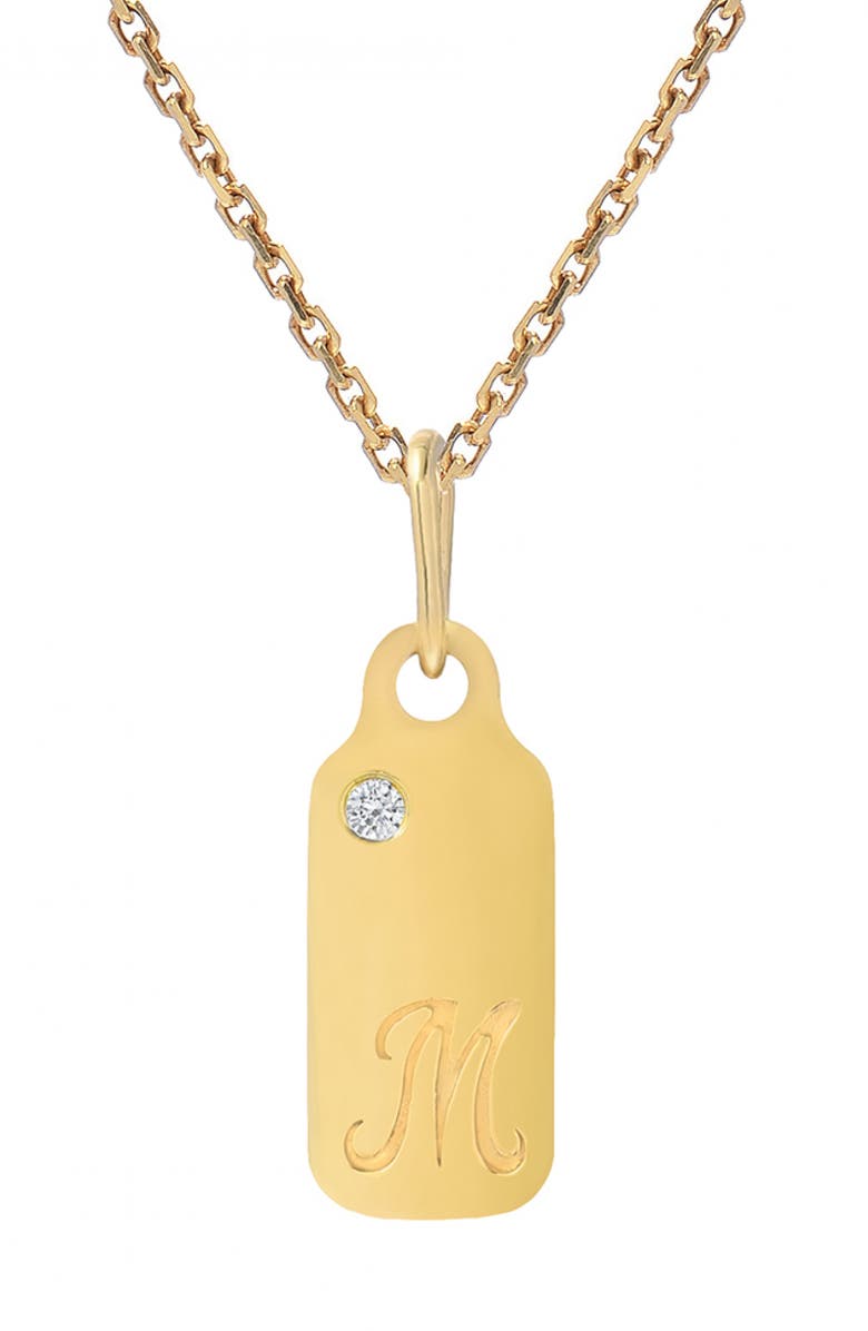 Mini Mini Jewels Diamond Accented Dog Tag Initial Pendant Necklace, Main, color,