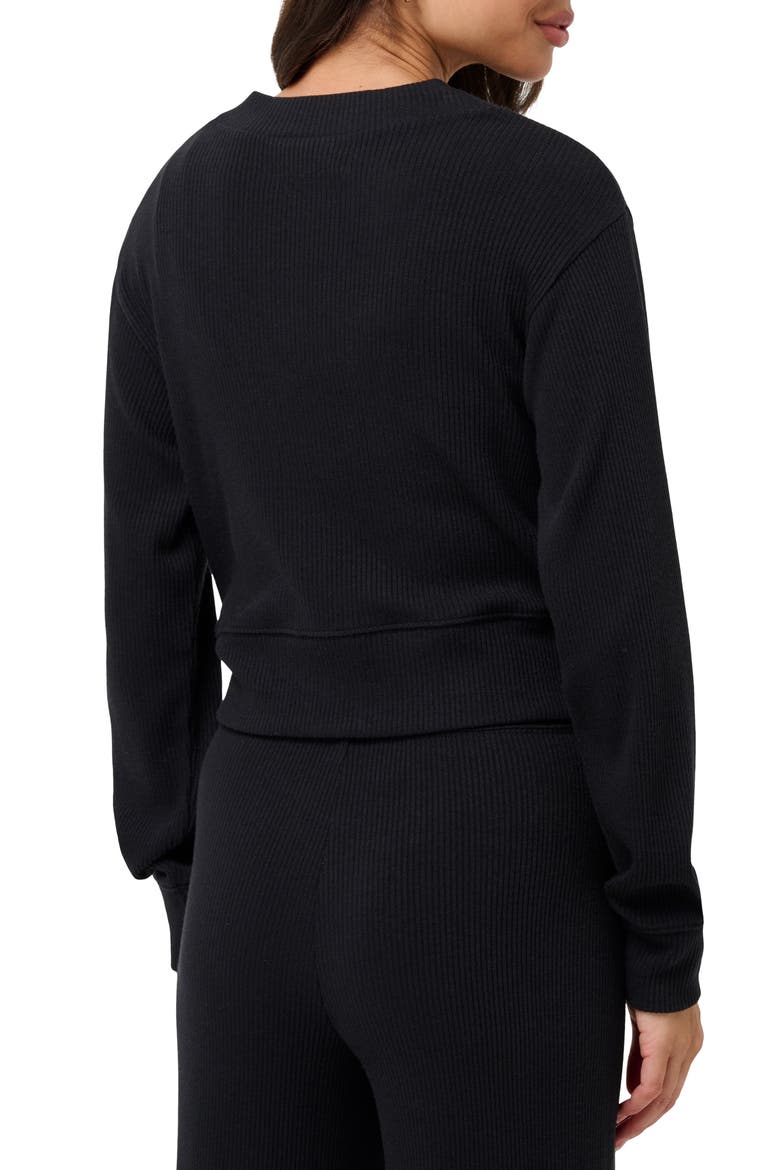 Evening Retreat Rib Cardigan, Alternate, color, BLACK