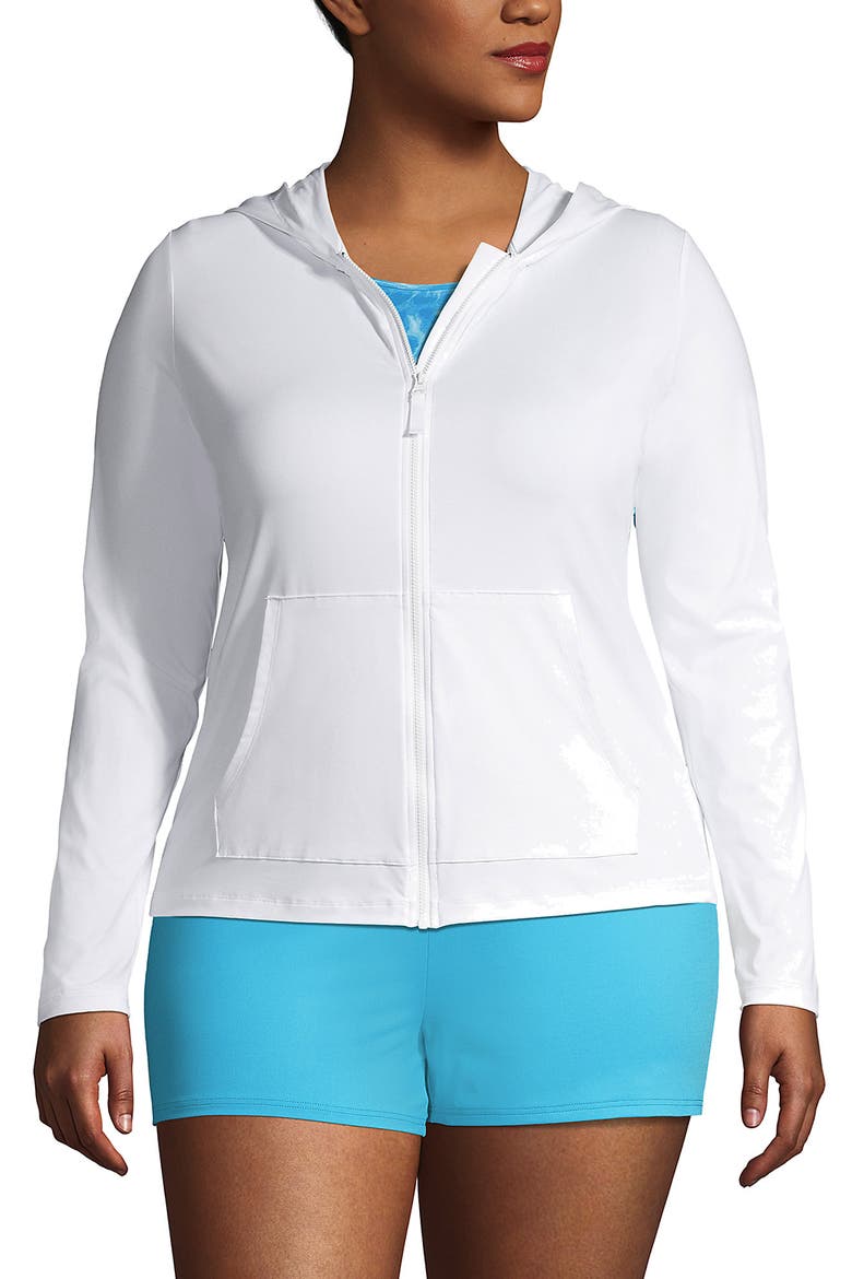 SunShade UPF 50 Long Sleeve Hooded Full Zip Rash Guard, Alternate, color, White