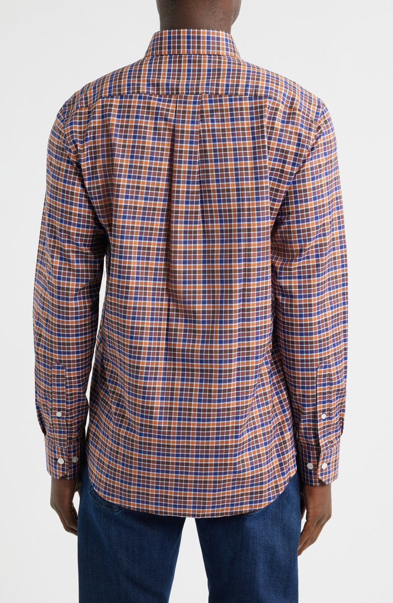 Scott Barber Check Prep Cotton Twill Button-Down Shirt, Alternate, color, Navy