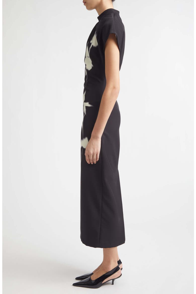 Stella Floral Crepe Midi Dress, Alternate, color, BLACK