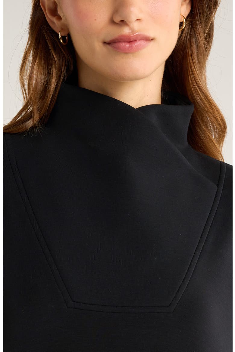 Cozy Scuba Knit Mock Neck Tunic, Alternate, color, BLACK