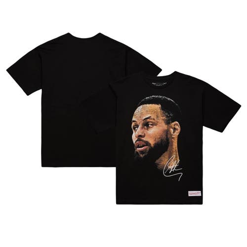 Mitchell & Ness Unisex  Stephen Curry Black Nba Real Big Face Player T-shirt